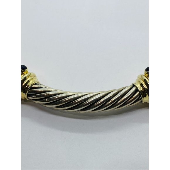 DAVID YURMAN 14k AND STERLING CABLE CHOKER NECKLACE WITH BLUE TOPAZ RENAISSANCE - Picture 13 of 16